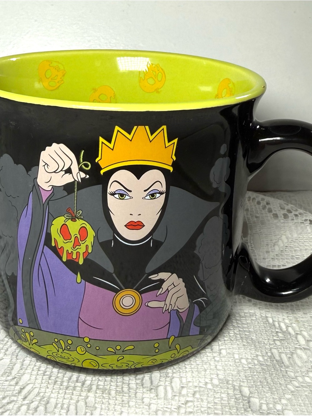 Disney Evil Queen Ceramic Mug - Black Exterior with Lime Interior